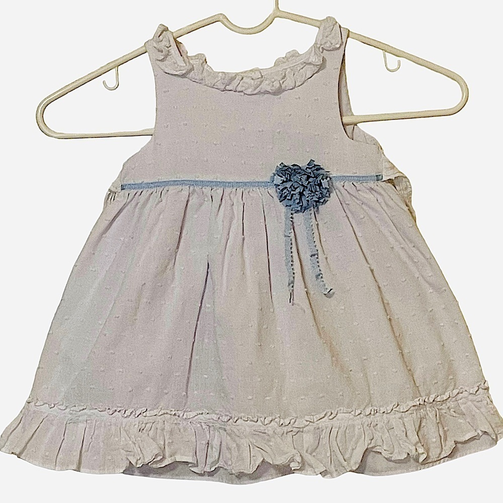 Laura Ashley Sleeveless White Textured Dot Dress Size 18M